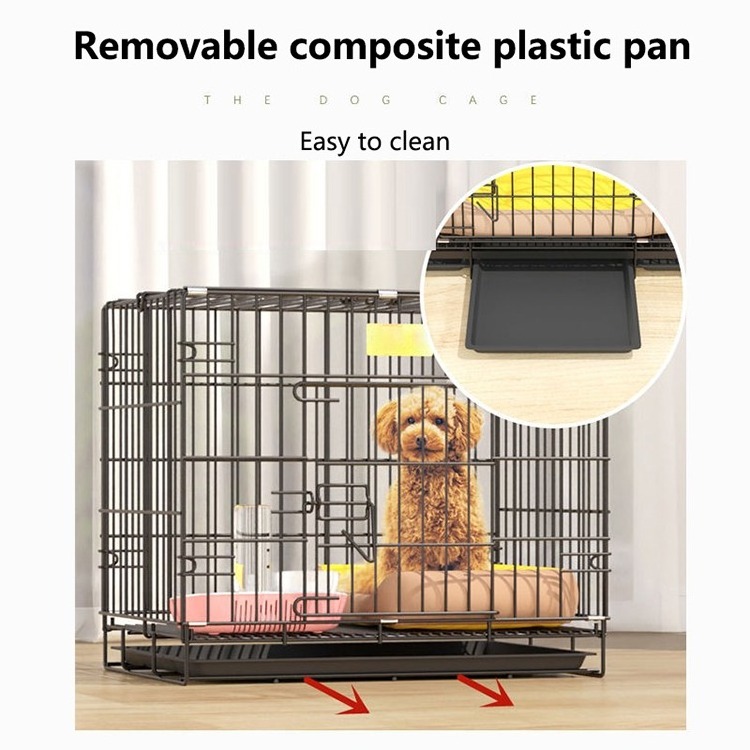 metal material folding design Easy install removable composite plastic pan pet dog Kennels cage with Skylight