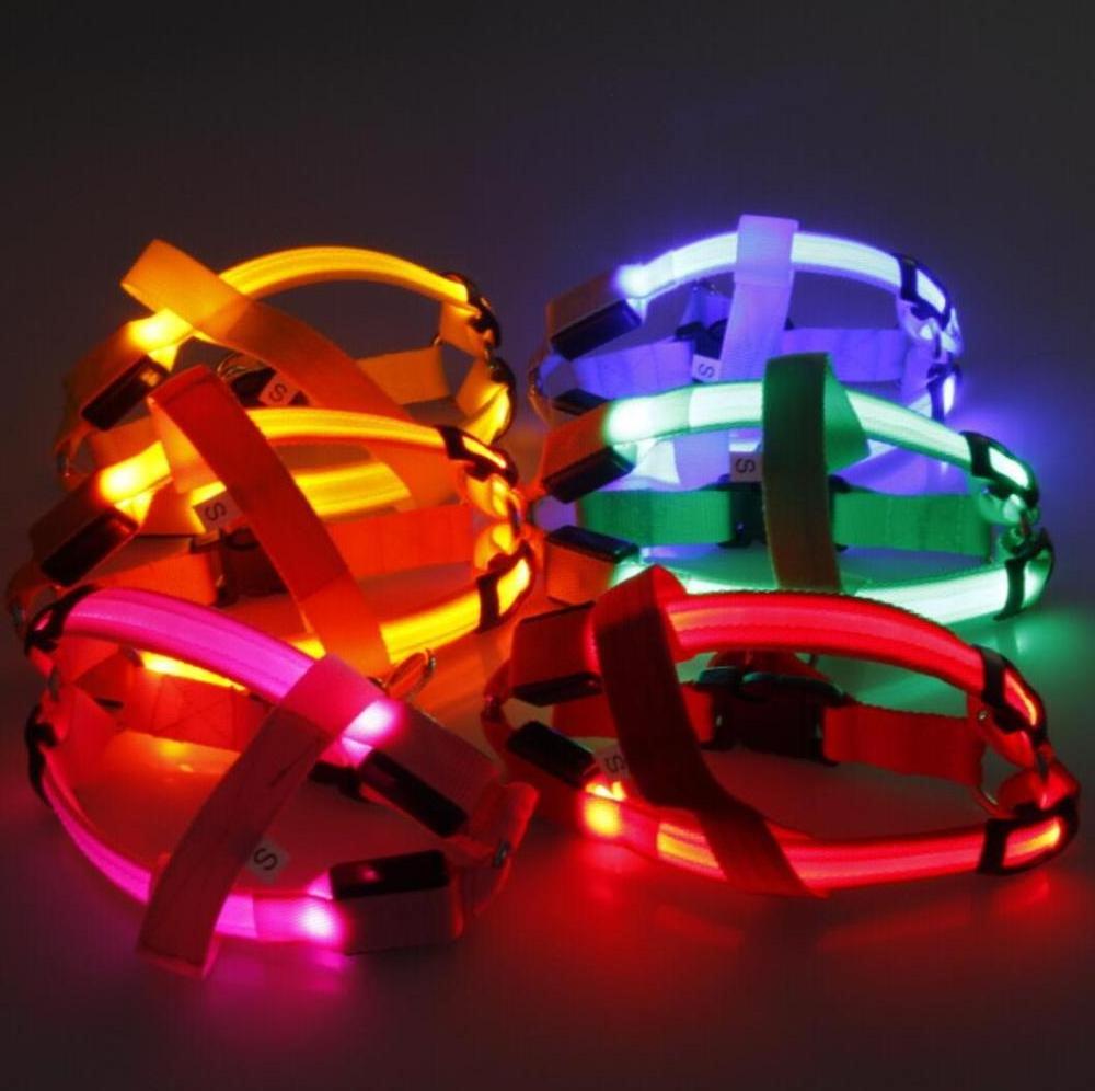 Manufacturer Wholesale LED Light Dog Safety Harness Glow LED Flash Flashing Light Up Leash Nylon Safety Pet Dog Belt Harness