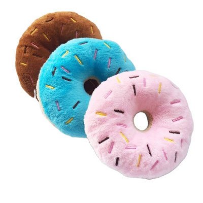 Manufacturer Wholesale Donut Chew Toy Cute Puppy Squeaker Sound Toys Funny  Dog Interactive pet plush Toy