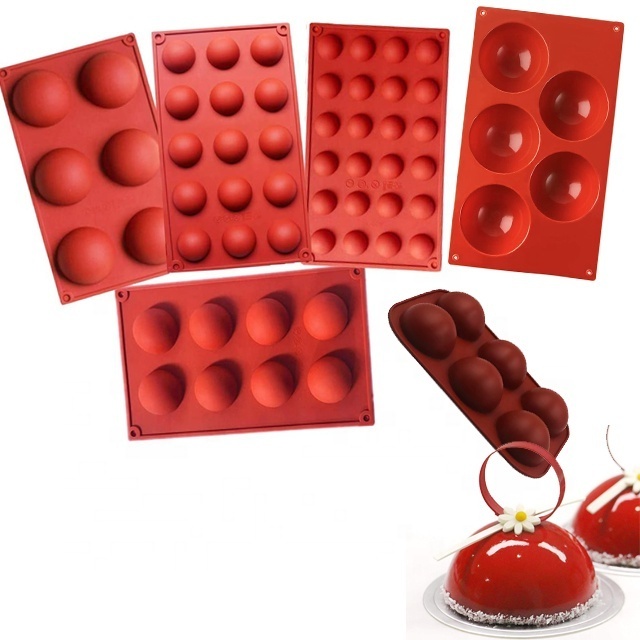 6 cavity hole semi half sphere dome shaped Silicone baking molds for  Making Chocolate, Cake, Jelly, Dome Mousse mold