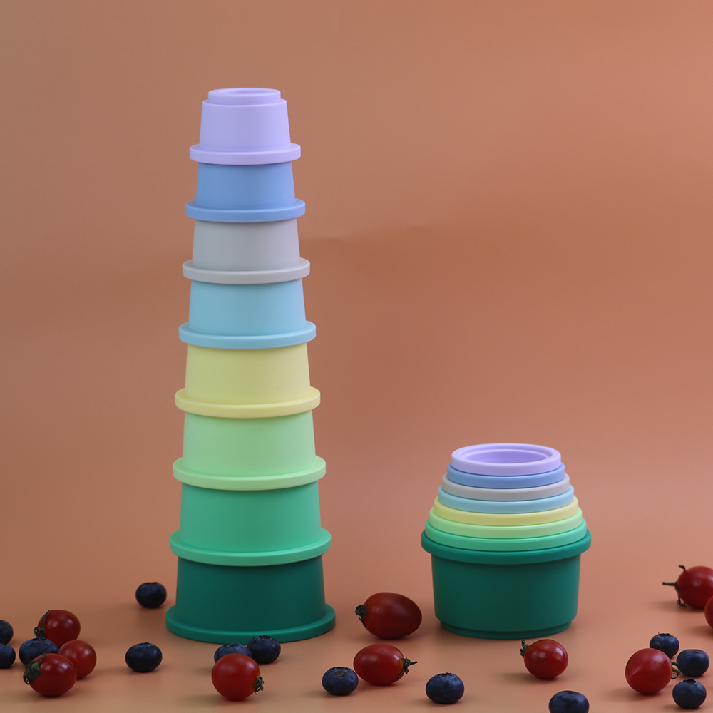 BPA free  montessori Baby Toys Soft Silicone Stacking Cups Nesting Toy for Early Educational baby supplies products