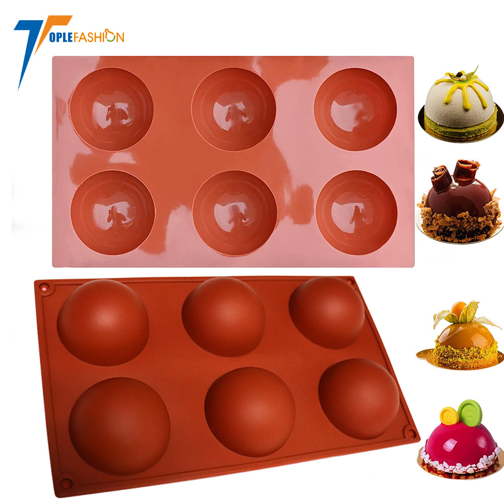 6 cavity hole semi half sphere dome shaped Silicone baking molds for  Making Chocolate, Cake, Jelly, Dome Mousse mold