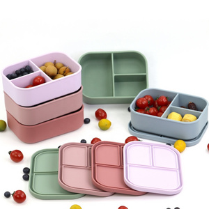 Leakproof BPA free eco friendly food storage container leakproof salad silicone bento lunch box for kids adult