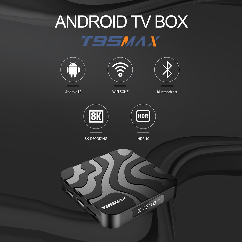 Topleo digital tv box smart T95 Max H618 Android tv box BT 4.0 4k t95 tv box android 12