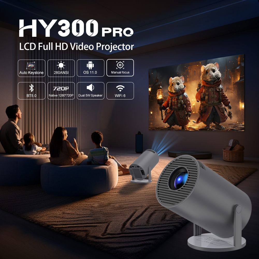 Topleo HY300 automatic Projector ladder Immersive portable screen lamp 720p home video laser 4k tv outdoor 3d projector