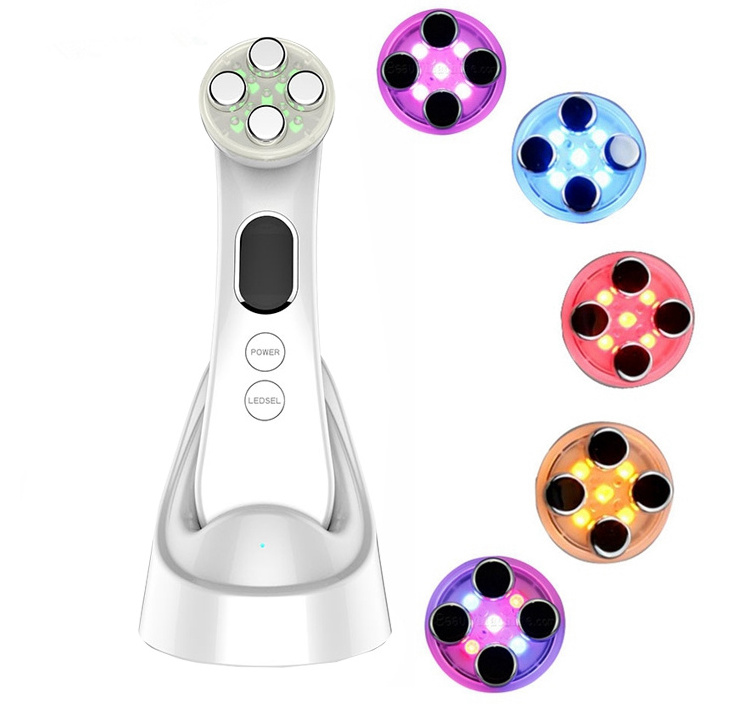 Facial massage Device  RF EMS 6 Color LED Light Facial Massager Tighten Skin Care Radio Frequency RF Face Lifting Machine Beauty