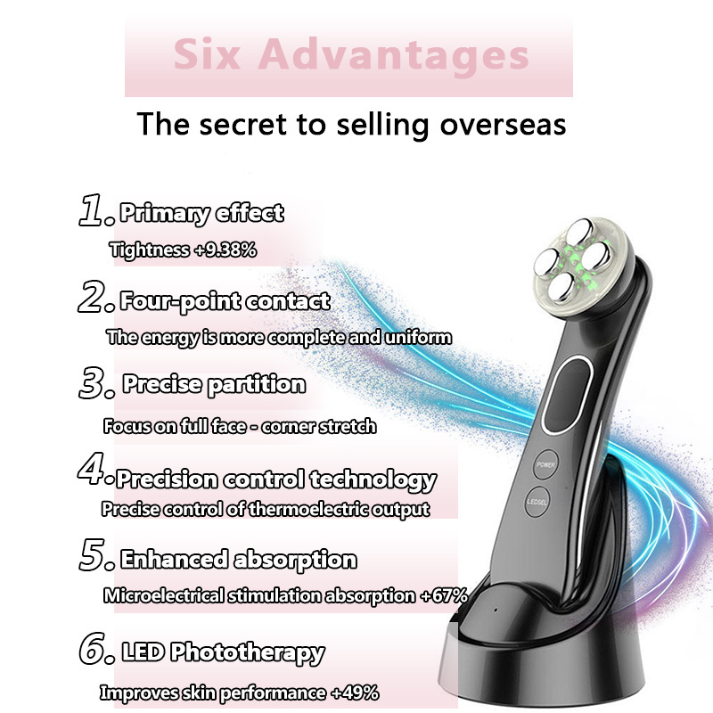 Facial massage Device  RF EMS 6 Color LED Light Facial Massager Tighten Skin Care Radio Frequency RF Face Lifting Machine Beauty