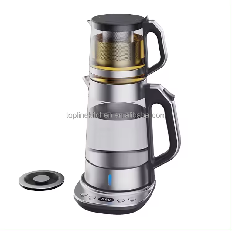 Glass Tea Maker 2 In 1 Double Layer Kettle 110V 220V 1.8L Steel Clear High Borosilicate Glass Electric Kettles