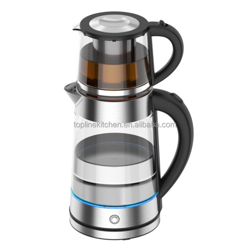 Glass Tea Maker 2 In 1 Double Layer Kettle 110V 220V 1.8L Steel Clear High Borosilicate Glass Electric Kettles