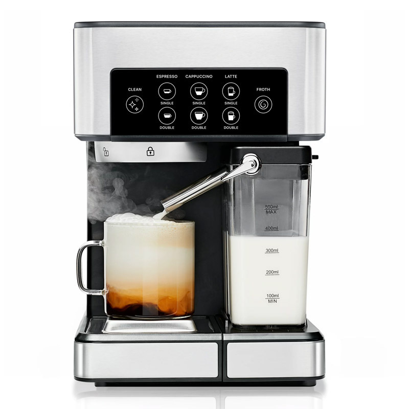 New 3in1 Espresso machine Professional 19Bar  latte coffee maker with Milk tank stainless steel home kitchen appliance