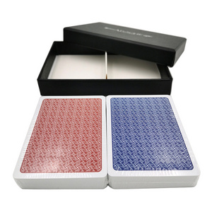 Luxury Custom Printed Double Card Game Decks Red and Bule in Black Box Paper Plastic Bridge Playing Card PCV Waterproof Poker