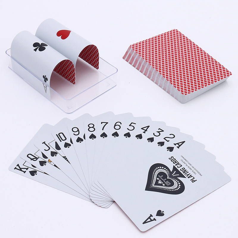 Custom Printing Table Games Durable Waterproof 100% Plastic 0.3mm Playing Cards Red Poker New White PVC Poker Cards Deck Gift