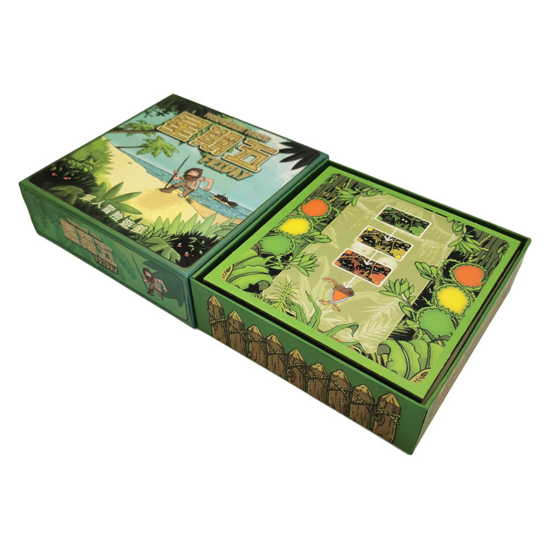 Recyclable Cardboard Game Cards Custom Printed Adventure Desert Island Survival Games Tarot Card with Heaven and Earth Cover Box