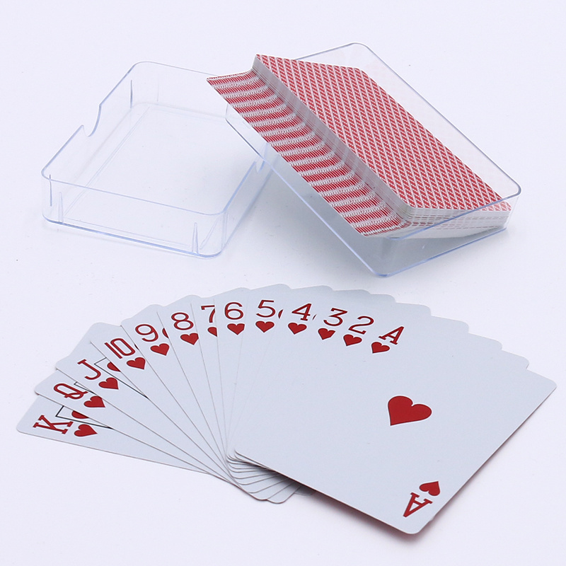 Custom Printing Table Games Durable Waterproof 100% Plastic 0.3mm Playing Cards Red Poker New White PVC Poker Cards Deck Gift