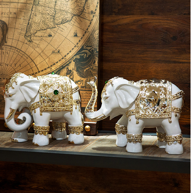 2023 Factory wholesale Feng Shui ornaments resin decorative souvenir thailand Lucky elephant statue animal figurine