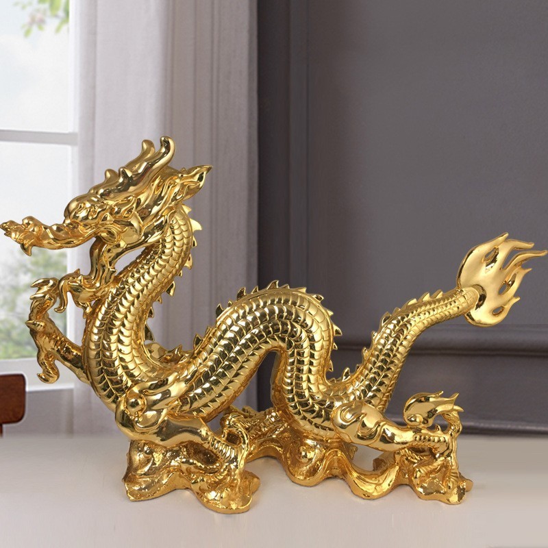 2024 Lucky Chinese Dragon Home Office Fengshui Decor Dragones Chinos Figuras Luxury Chinese New Year Dragon Decoration