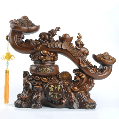 2023 Chinese Traditional Large size Feng Shui Ruyi Ornament Gift Resin Craft Ruyi with Ingot Elephant Statue