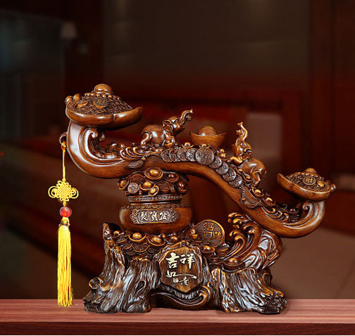 2023 Chinese Traditional Large size Feng Shui Ruyi Ornament Gift Resin Craft Ruyi with Ingot Elephant Statue