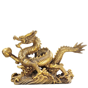 Wholesale Pure Brass Feng Shui Gold Chinese Dragon Figurine Copper Fengshui Items Chinese Lucky Dragon Statues