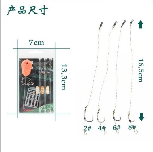 3 PCS Pack  Big Assist Fishhook Hook Long Shank Line Sea Fishing Hooks with  Line