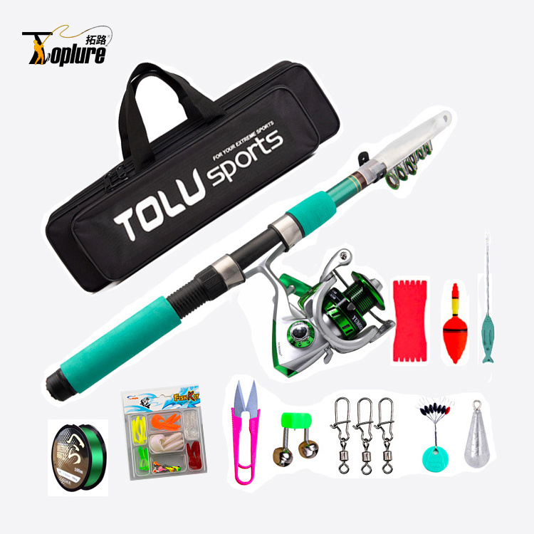 Hot sale 1.8m 2.1m 2.4m 2.7m 3.0m 3.6m fiberglass Telescopic spinning travel Fishing Rod and Reel Combo full kit set