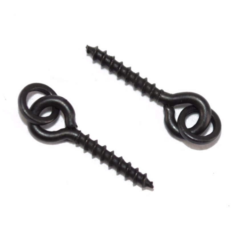 12mm Carp fishing swivels bait screw with round link loop hook holder matte black link for rigs terminal tackle