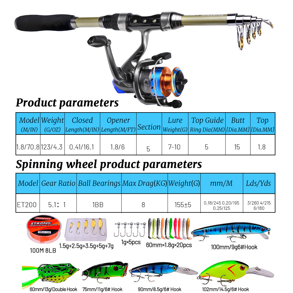 Tolure 1.8m new surf casting surf spinning sea saltwater fly ultra light full set rods telescopic reel combo fishing rod