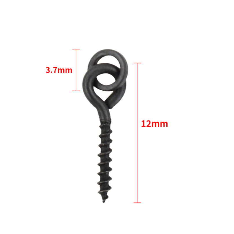 12mm Carp fishing swivels bait screw with round link loop hook holder matte black link for rigs terminal tackle