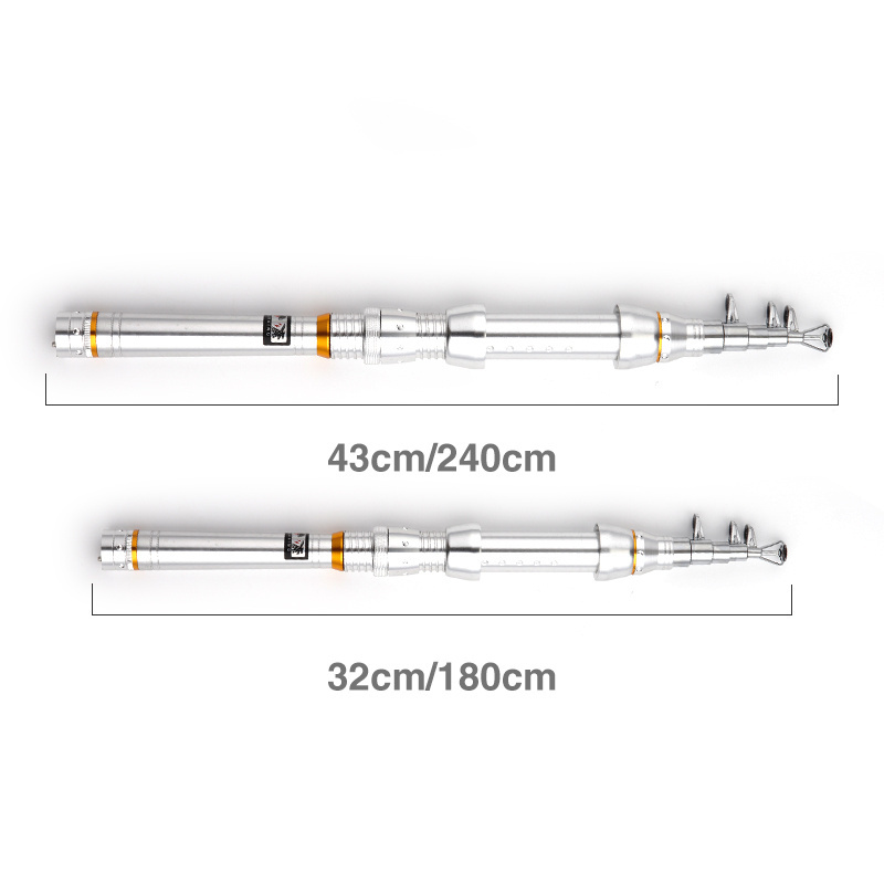 Easy to carry MIni carbon telescopic fishing rod 1.3m 1.5m 1.8m 2.1m 2.4m metal fishing rod