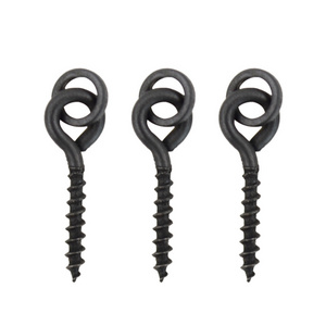 12mm Carp fishing swivels bait screw with round link loop hook holder matte black link for rigs terminal tackle