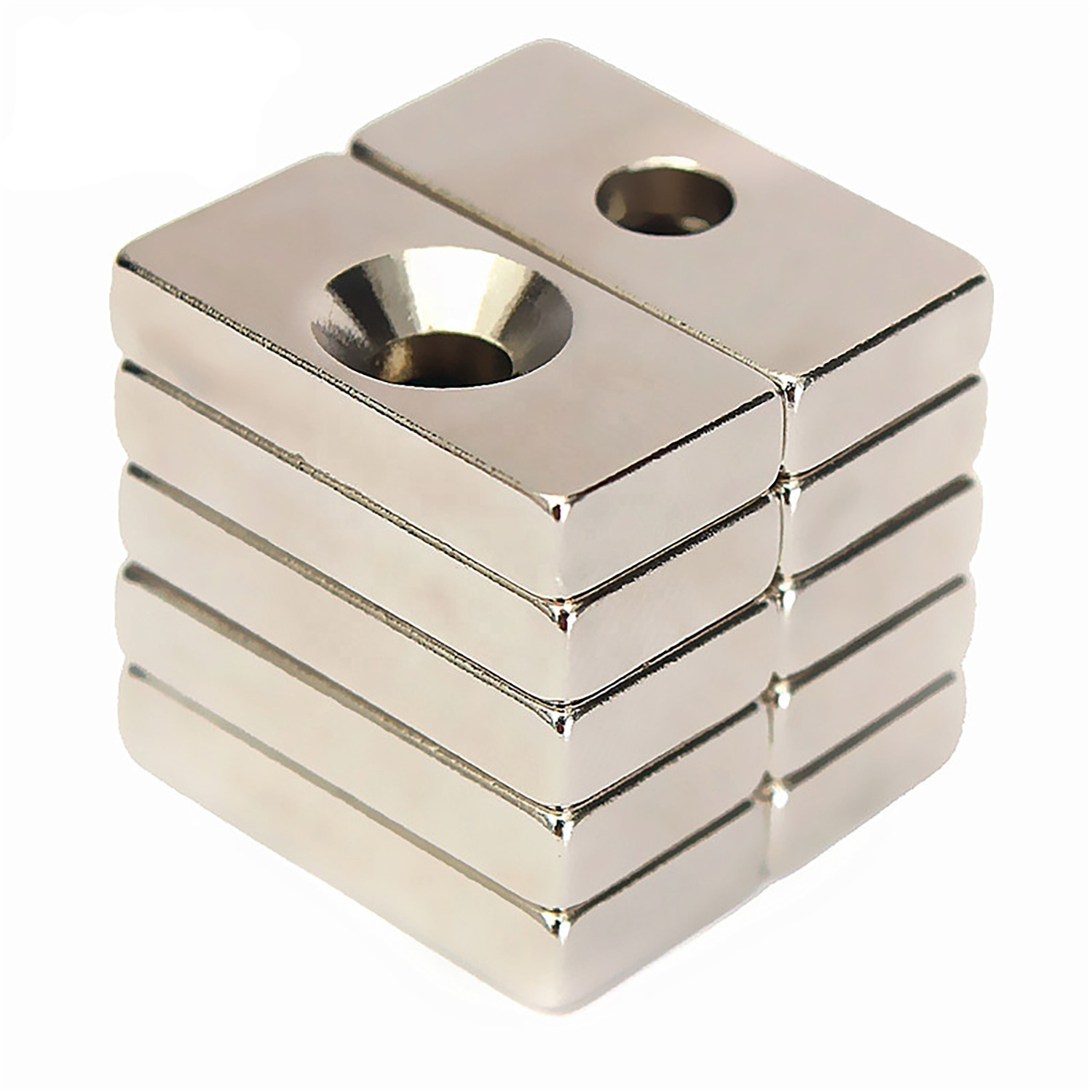 Strong Magnetic Square with Countersunk Hole Neodymium Magnet Rectangular Sheet Door Magnets For Furniture Cabinet Doors