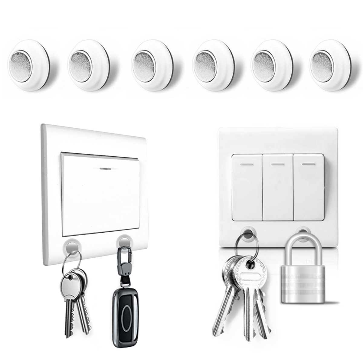 Keychain Ring Key Racks Built-in Strong Magnet Easy Installed Without Drilling Magnetic Key Holder