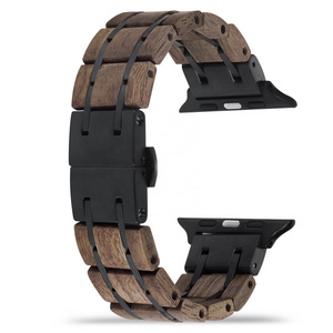 New Luxury oak wood strap for apple watch plus Stainless Steel for series 9 8 /Ultra 2/7/6/SE/5/4/3/2