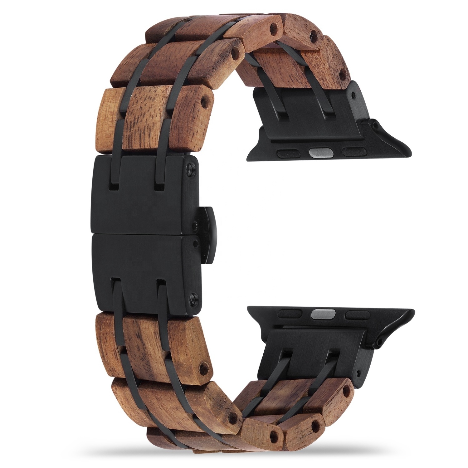 New Luxury oak wood strap for apple watch plus Stainless Steel for series 9 8 /Ultra 2/7/6/SE/5/4/3/2