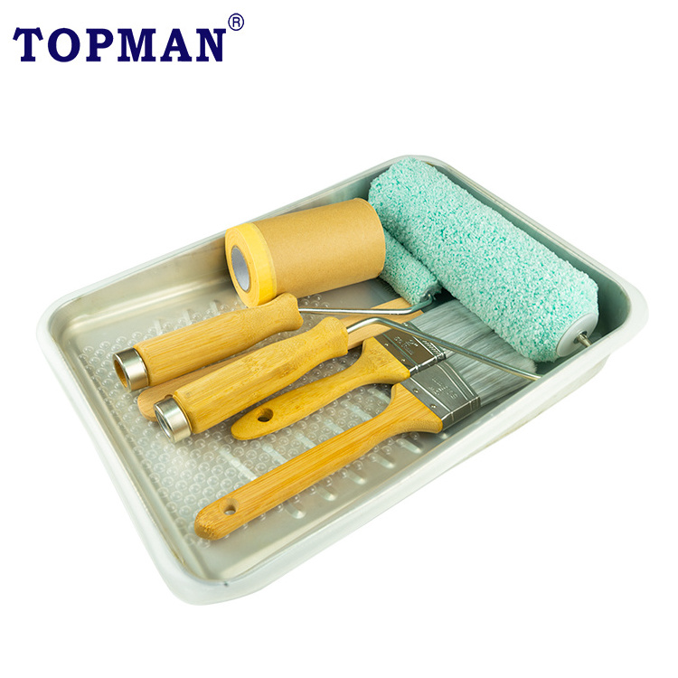 TOPMAN 10pcs Bamboo Handle Lint Free microfiber Roller Paper Eco-Friendly Roller Brush Paint Roller Set