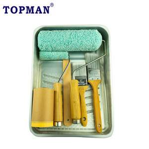 TOPMAN 10pcs Bamboo Handle Lint Free microfiber Roller Paper Eco-Friendly Roller Brush Paint Roller Set