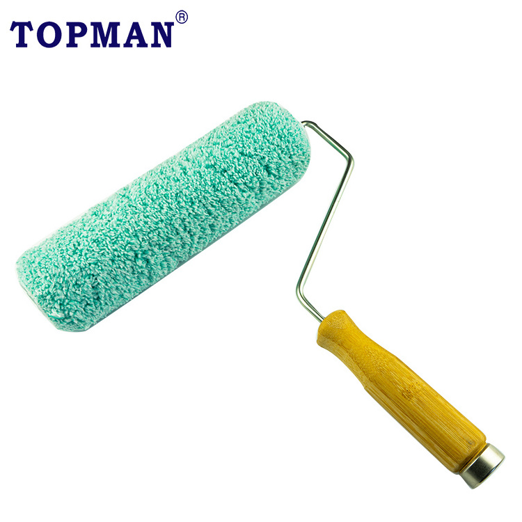 TOPMAN 10pcs Bamboo Handle Lint Free microfiber Roller Paper Eco-Friendly Roller Brush Paint Roller Set