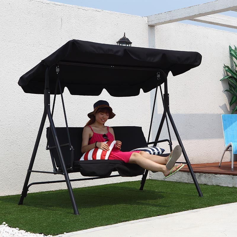 Outdoor furniture 3 Seater Swing  Seat Cushioned Canopy Swing Chair for Patio