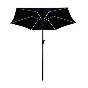 Outdoor parasol polyester canopy steel pole patio umbrella with LED light