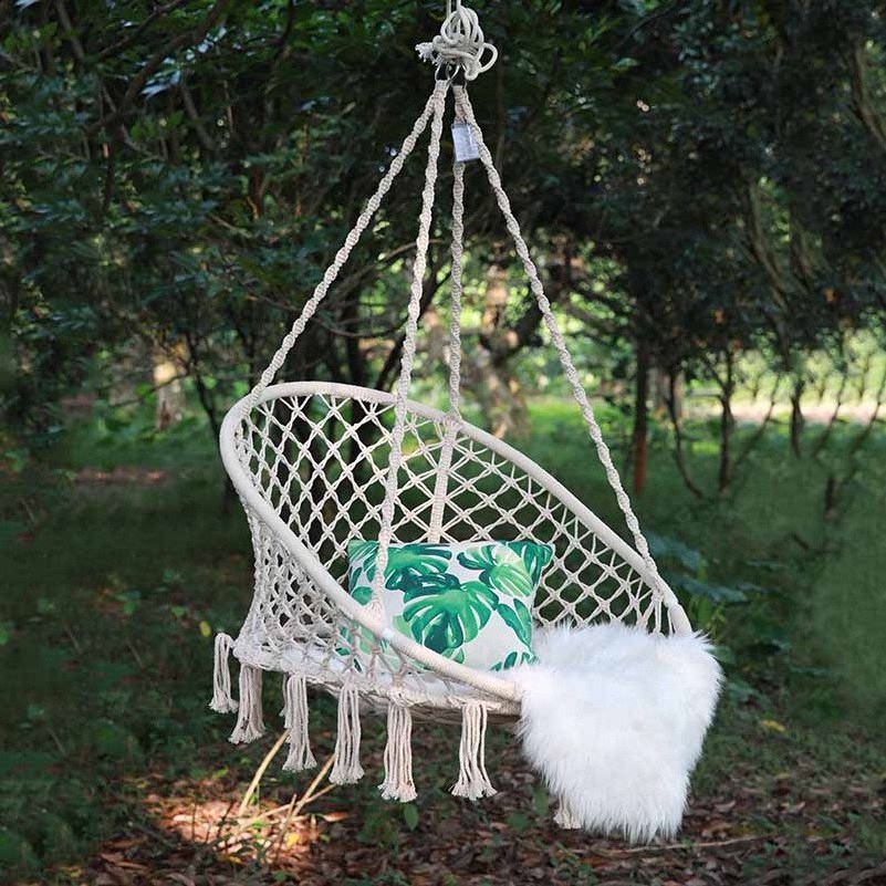 Manufacturer Relaxing Poly-cotton Rope Hammock Chair Outdoor Swing Seat