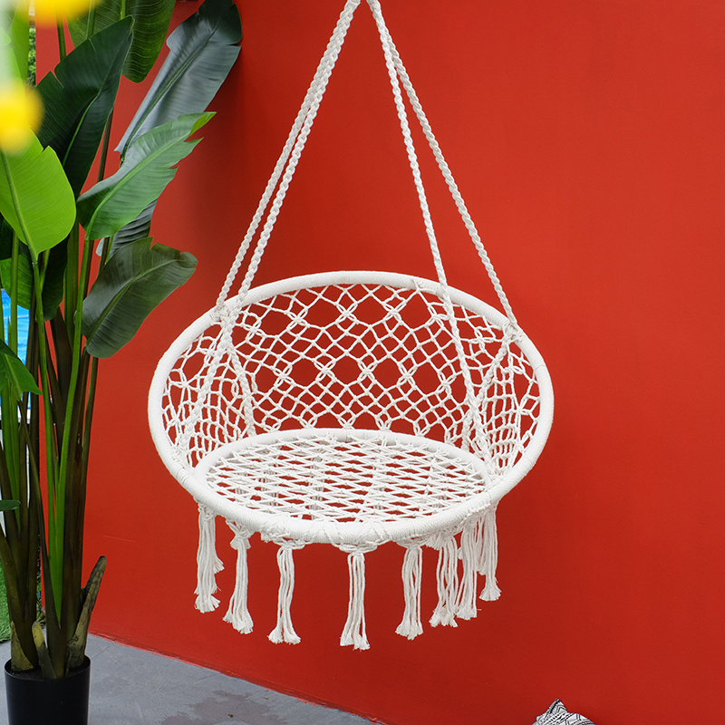 High quality outdoor garden cotton rope hammock chair with cushion