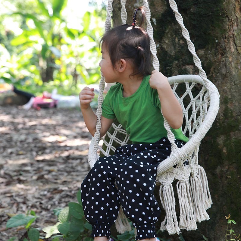 Outdoor foldable light weight bamboo frame swing hanging kids hammock chair