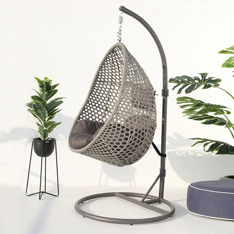 Water Drop Shaped Swing Chair, White Rattan Egg Chair Bird Nest Swing, Circle Bird Nest Hanging Swing Chairs