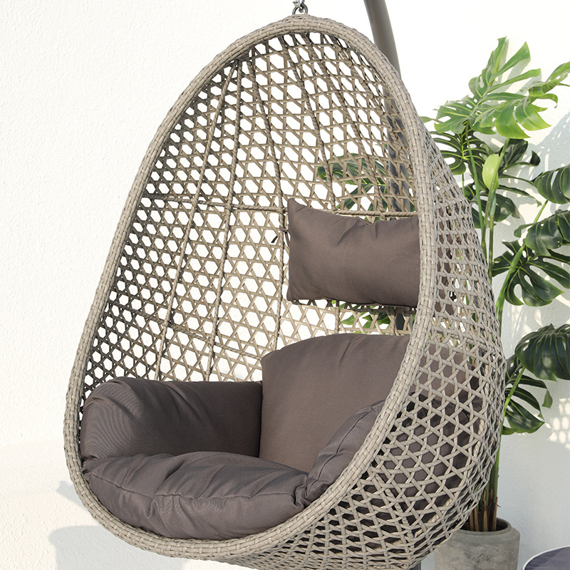 Water Drop Shaped Swing Chair, White Rattan Egg Chair Bird Nest Swing, Circle Bird Nest Hanging Swing Chairs