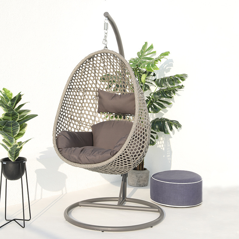 Water Drop Shaped Swing Chair, White Rattan Egg Chair Bird Nest Swing, Circle Bird Nest Hanging Swing Chairs