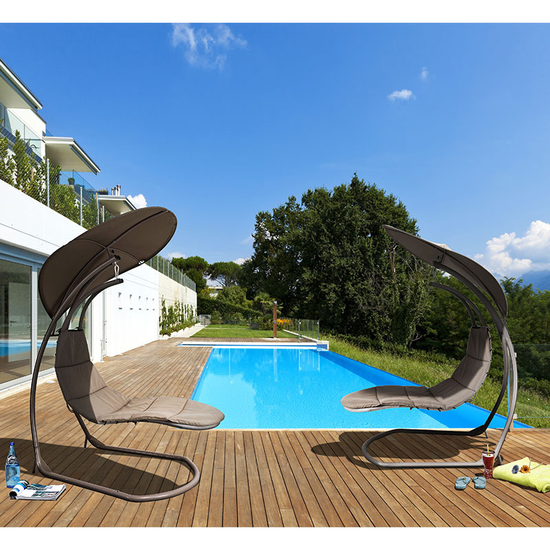 Outdoor Metal Single Ceiling Hanging Lounge Chair Sun Lounge Chair Porch Swing  Hammock Chair With Feet