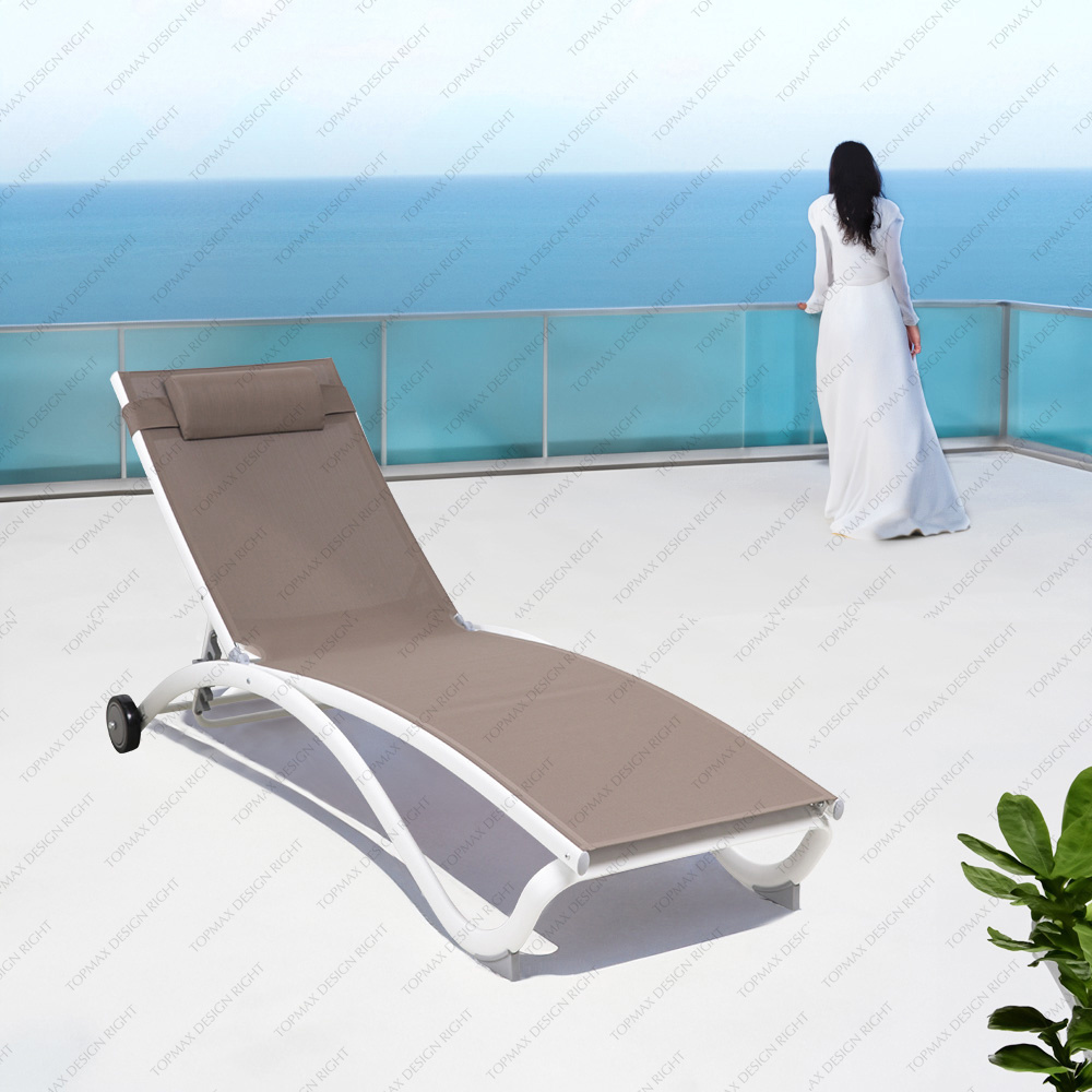 Beach Hotel Commercial Pool Lounge Chairs Aluminium Swimming Pool Recliner Bed Outdoor Pool Sun Lounge With Wheels