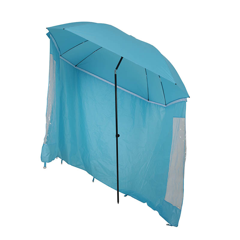 Factory outlet easy-to-operate outdoor rainproof beach umbrella with tilt and curtain