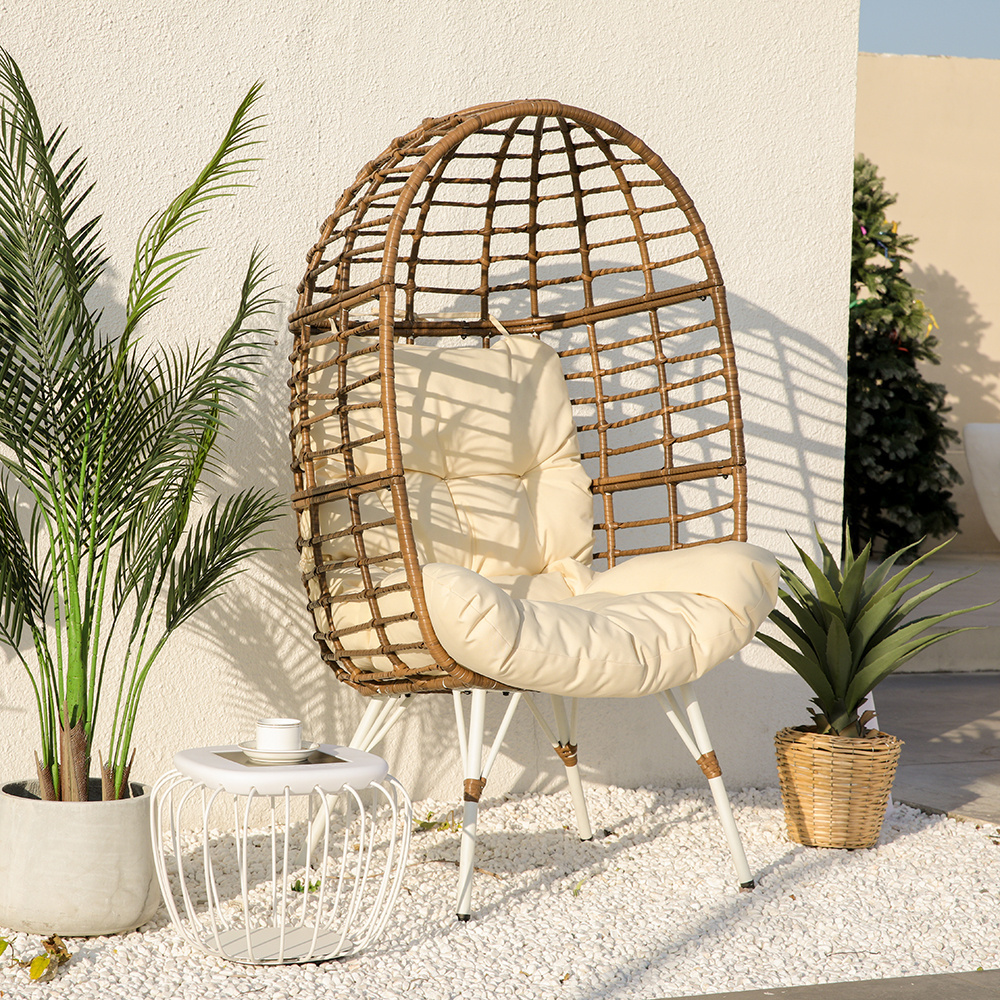 Wholesale Price Relaxing Egg Pod Chair KD Basket Oversized Wicker Egg Chair Indoor Outdoor Rattan Egg Shell Chair