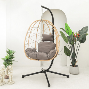 New Design High Quality UK Swing Egg Chair KD Foldable PE Flat Rattan Banana Shaped Swing Chairs For Outdoor And Indoor